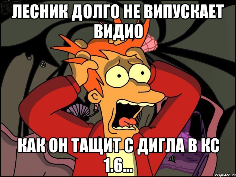 Лесник долго не випускает видио как он тащит с дигла в кс 1.6..., Мем Фрай в панике