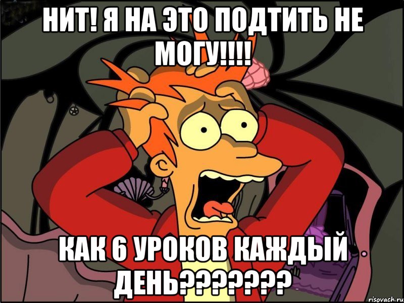 Нит! Я на это подтить не могу!!!! Как 6 уроков каждый день???????, Мем Фрай в панике