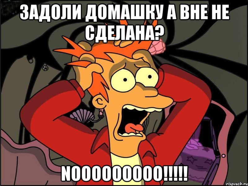 Задоли домашку а вне не сделана? Nooooooooo!!!!!, Мем Фрай в панике