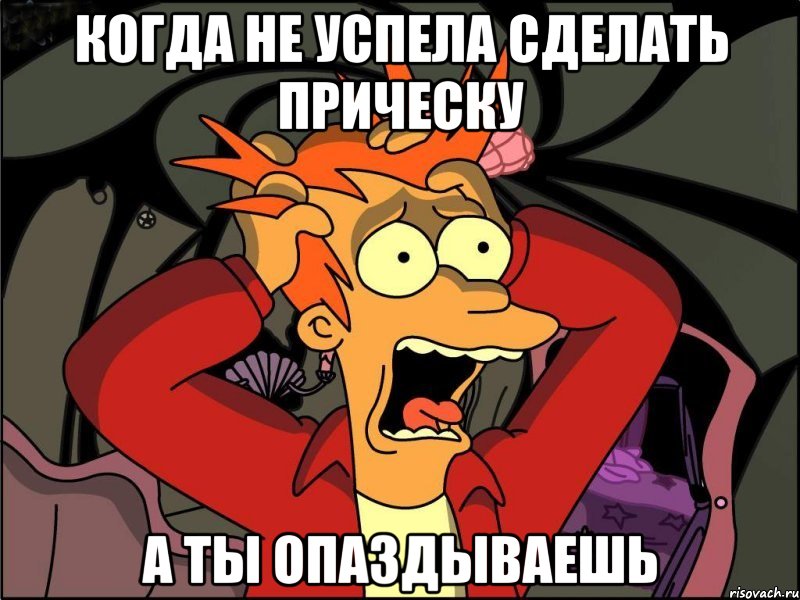 Когда не успела сделать прическу А ты опаздываешь, Мем Фрай в панике