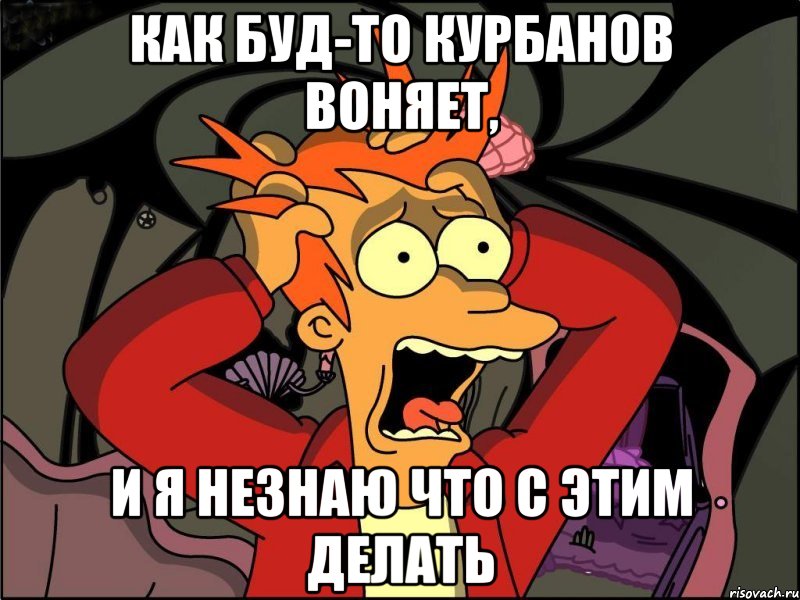 Как буд-то курбанов воняет, И я незнаю что с этим делать, Мем Фрай в панике