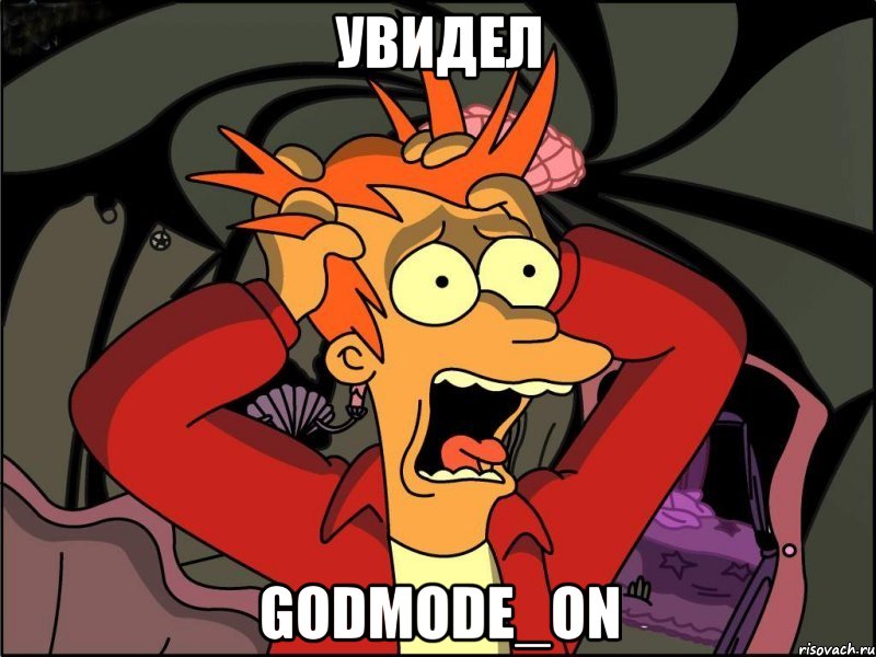 увидел GODMODE_ON, Мем Фрай в панике