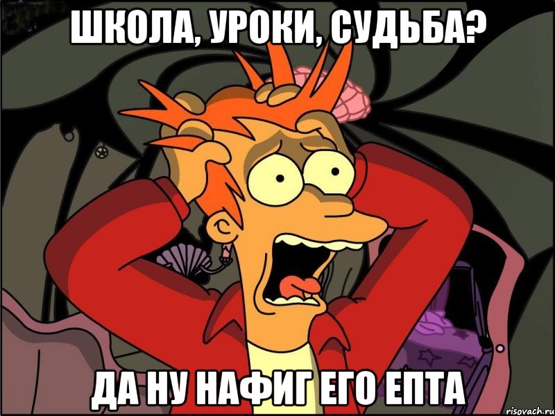 школа, уроки, судьба? да ну нафиг его епта, Мем Фрай в панике