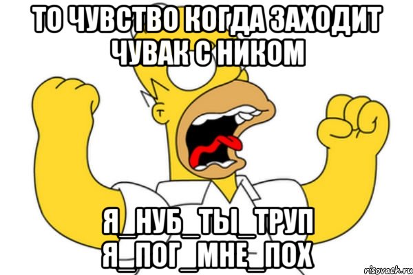 То чувство когда заходит чувак с ником я_нуб_ты_труп я_пог_мне_пох, Мем Разъяренный Гомер