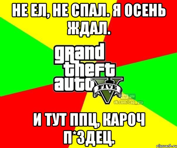 Не ел, не спал. Я осень ждал. И тут ппц, кароч п*здец., Мем  GTA Vcapgta