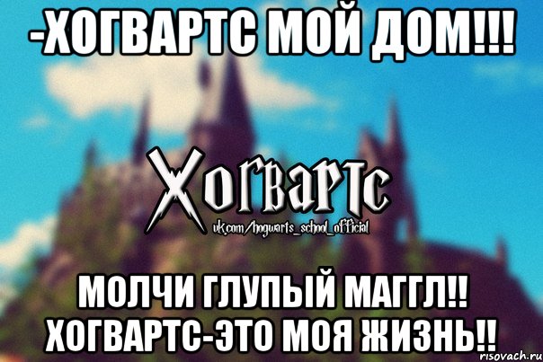 -Хогвартс мой дом!!! Молчи глупый маггл!! Хогвартс-это моя жизнь!!, Мем Хогвартс