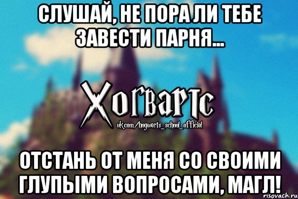 Слушай, не пора ли тебе завести парня... Отстань от меня со своими глупыми вопросами, магл!, Мем Хогвартс