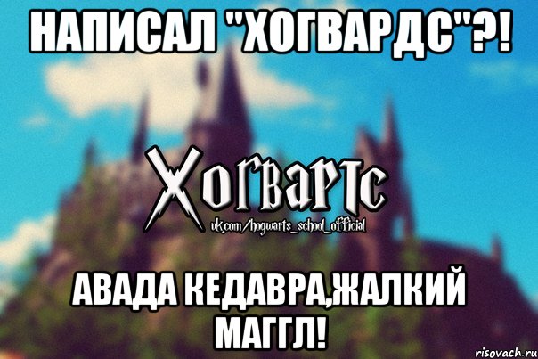 Написал "Хогвардс"?! АВАДА КЕДАВРА,жалкий маггл!, Мем Хогвартс