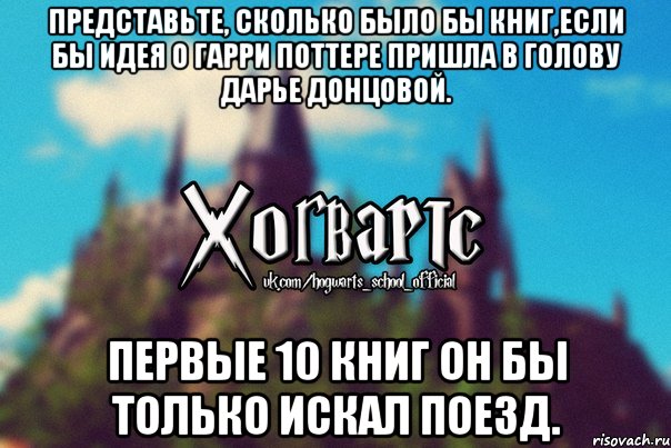 Представьте, сколько было бы книг,если бы идея о Гарри Поттере пришла в голову Дарье Донцовой. Первые 10 книг он бы только искал поезд., Мем Хогвартс