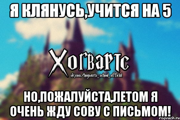 Я клянусь,учится на 5 НО,пожалуйста,летом я очень жду сову с письмом!, Мем Хогвартс