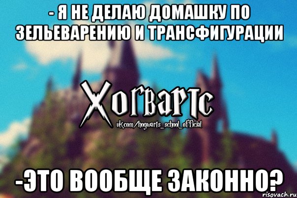 - я не делаю домашку по зельеварению и трансфигурации -ЭТО ВООБЩЕ ЗАКОННО?, Мем Хогвартс