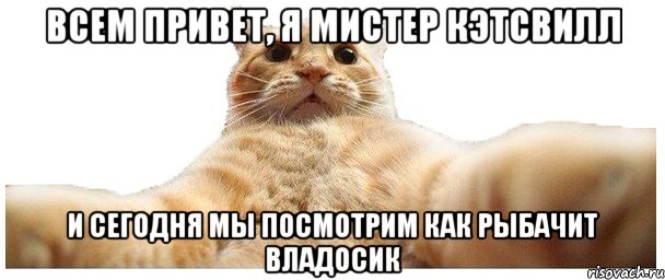 Всем привет, я Мистер Кэтсвилл И сегодня мы посмотрим как рыбачит Владосик, Мем   Кэтсвилл