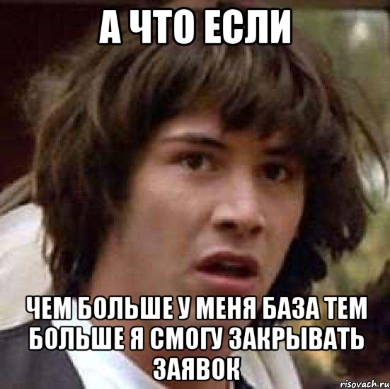 А что если чем больше у меня база тем больше я смогу закрывать заявок, Мем А что если (Киану Ривз)