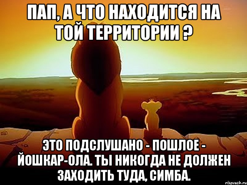 Пап, а что находится на той территории ? Это Подслушано - Пошлое - Йошкар-ола. Ты никогда не должен заходить туда, Симба.