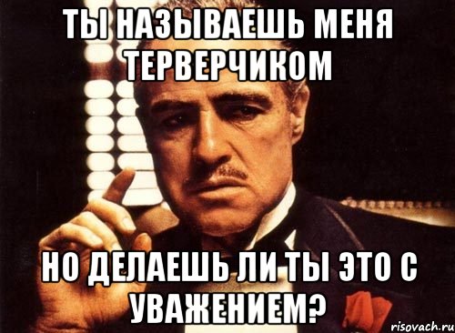 Ты называешь меня терверчиком Но делаешь ли ты это с уважением?, Мем крестный отец