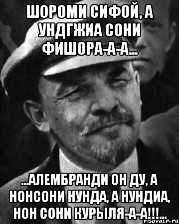 Шороми сифой, а ундгжиа сони фишора-а-а... ...алембранди он ду, а нонсони нунда, а нундиа, нон сони курыля-а-а!!!...