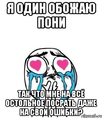 Я один обожаю пони так что мне на всё остольное посрать даже на свои ошибки?, Мем Влюбленный