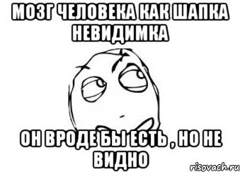 мозг человека как шапка невидимка он вроде бы есть , но не видно, Мем Мне кажется или