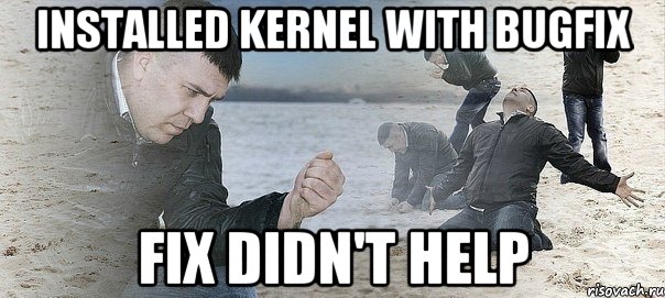 installed kernel with bugfix fix didn't help, Мем Мужик сыпет песок на пляже