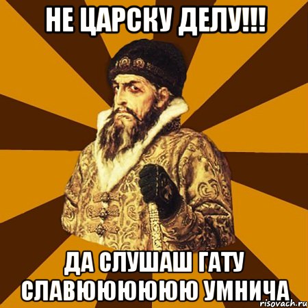 НЕ ЦАРСКУ ДЕЛУ!!! ДА СЛУШАШ ГАТУ СЛАВЮЮЮЮЮЮ УМНИЧА, Мем Не царское это дело