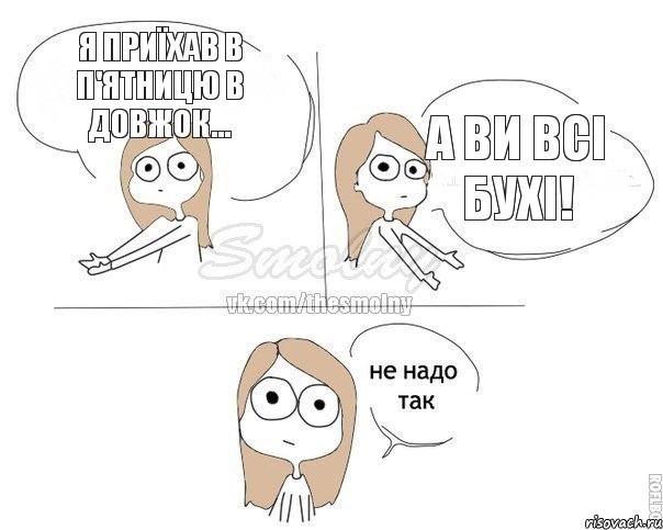 я приїхав в п'ятницю в довжок... а ви всі бухі!, Комикс Не надо так 2 зоны