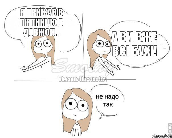 я приїхав в п'ятницю в довжок... а ви вже всі бухі!, Комикс Не надо так 2 зоны