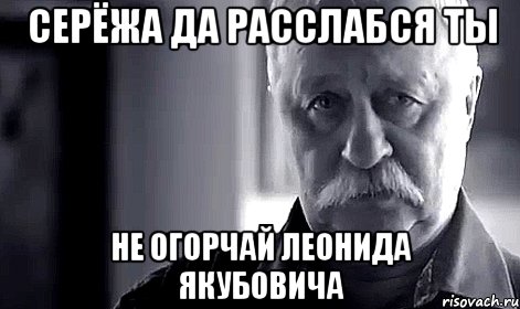 СЕРЁЖА ДА РАССЛАБСЯ ТЫ Не огорчай Леонида Якубовича, Мем Не огорчай Леонида Аркадьевича