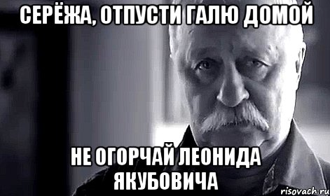 СЕРЁЖА, ОТПУСТИ ГАЛЮ ДОМОЙ Не огорчай Леонида Якубовича, Мем Не огорчай Леонида Аркадьевича