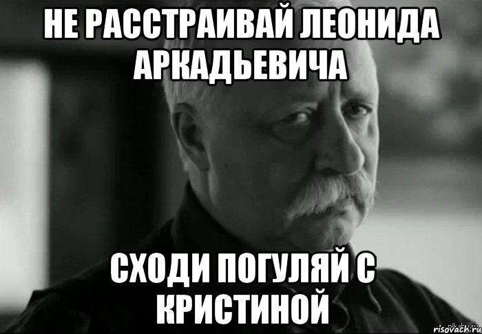 НЕ РАССТРАИВАЙ ЛЕОНИДА АРКАДЬЕВИЧА СХОДИ ПОГУЛЯЙ С КРИСТИНОЙ, Мем Не расстраивай Леонида Аркадьевича