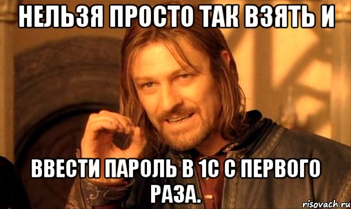 Нельзя просто так взять и ввести пароль в 1С с первого раза., Мем Нельзя просто так взять и (Боромир мем)