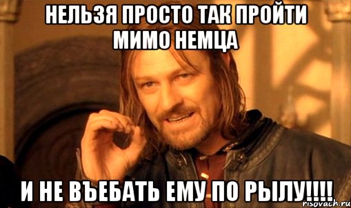 Нельзя просто так пройти мимо немца И не въебать ему по рылу!!!!, Мем Нельзя просто так взять и (Боромир мем)