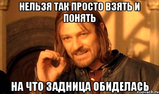 нельзя так просто взять и понять на что задница обиделась, Мем Нельзя просто так взять и (Боромир мем)