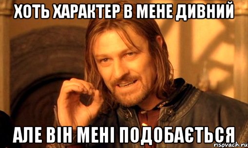 хоть характер в мене дивний але він мені подобається, Мем Нельзя просто так взять и (Боромир мем)