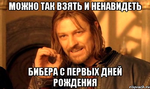 можно так взять и ненавидеть бибера с первых дней рождения, Мем Нельзя просто так взять и (Боромир мем)