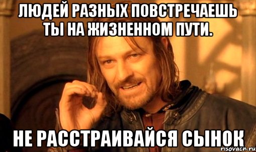 Людей разных повстречаешь ты на жизненном пути. не расстраивайся сынок, Мем Нельзя просто так взять и (Боромир мем)