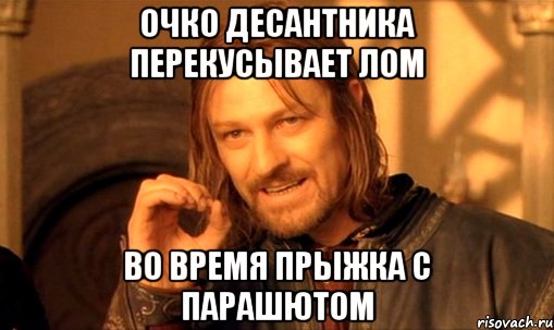 очко десантника перекусывает ЛОМ во время прыжка с парашютом, Мем Нельзя просто так взять и (Боромир мем)