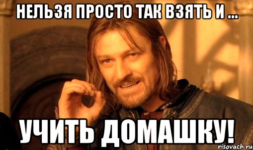 нельзя просто так взять и ... учить домашку!, Мем Нельзя просто так взять и (Боромир мем)