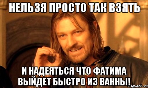 Нельзя просто так взять И надеяться что Фатима выйдет быстро из ванны!, Мем Нельзя просто так взять и (Боромир мем)