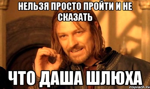 нельзя просто пройти и не сказать что даша шлюха, Мем Нельзя просто так взять и (Боромир мем)