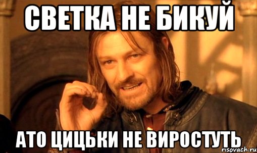 Светка не бикуй ато цицьки не виростуть, Мем Нельзя просто так взять и (Боромир мем)