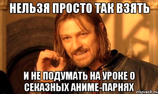 нельзя просто так взять и не подумать на уроке о секазных аниме-парнях, Мем Нельзя просто так взять и (Боромир мем)