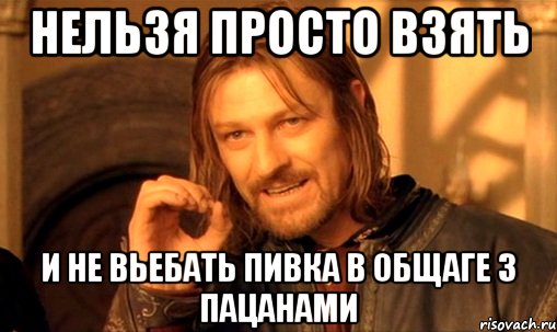 нельзя просто взять и не вьебать пивка в общаге з пацанами, Мем Нельзя просто так взять и (Боромир мем)