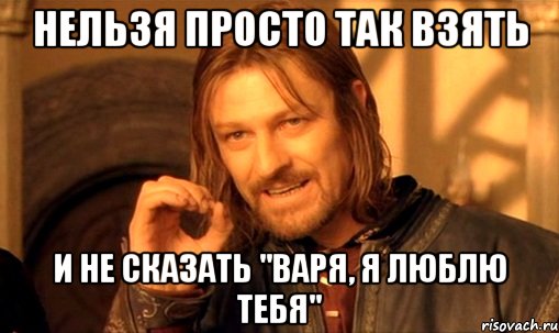 нельзя просто так взять и не сказать "варя, я люблю тебя", Мем Нельзя просто так взять и (Боромир мем)