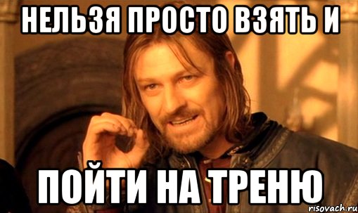 нельзя просто взять и пойти на треню, Мем Нельзя просто так взять и (Боромир мем)