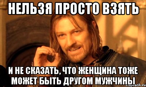 нельзя просто взять и не сказать, что женщина тоже может быть другом мужчины, Мем Нельзя просто так взять и (Боромир мем)