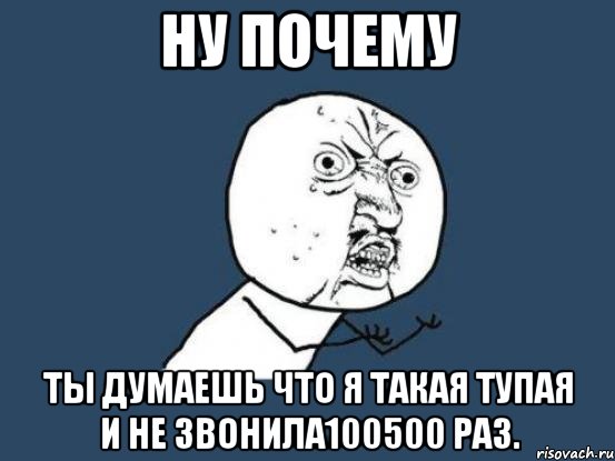 НУ ПОЧЕМУ ТЫ ДУМАЕШЬ ЧТО Я ТАКАЯ ТУПАЯ И НЕ ЗВОНИЛА100500 РАЗ., Мем Ну почему