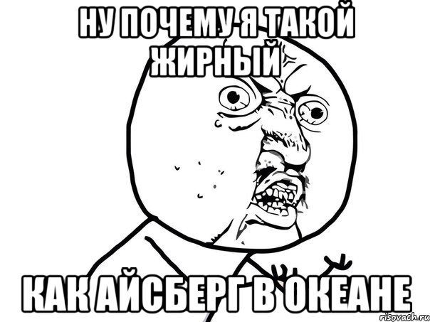 Ну почему я такой жирный как айсберг в океане, Мем Ну почему (белый фон)