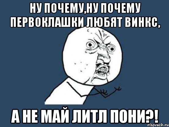 ну почему,ну почему первоклашки любят винкс, а не май литл пони?!, Мем Ну почему