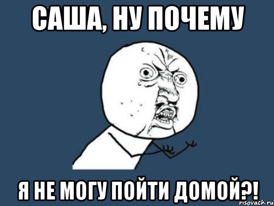 Саша, ну почему Я не могу пойти домой?!, Мем Ну почему