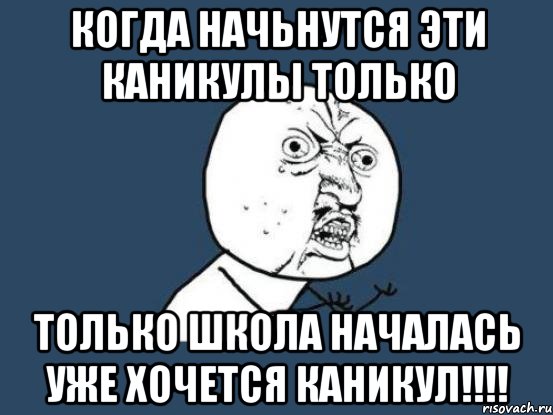 когда начьнутся эти каникулы только только школа началась уже хочется каникул!!!!, Мем Ну почему